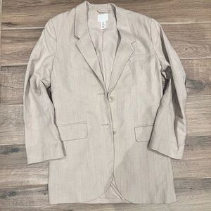 H&M oversized linen blazer size XS with pinstripe